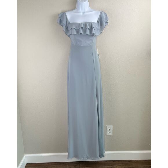 Anthropologie Show Me Your Mumu Emma Blue Off Shoulder Maxi Dress XS/SM NWT - Picture 15 of 16